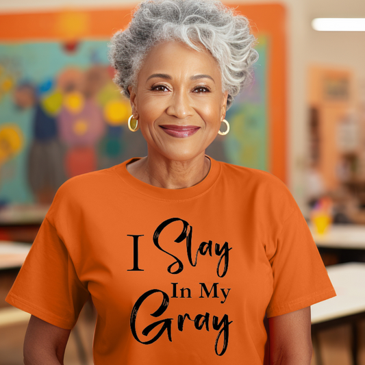 "Slay In Gray" Unisex T-Shirt (Orange)