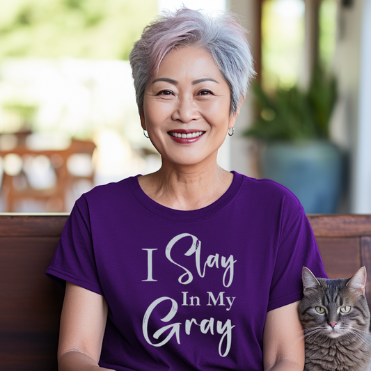 "Slay In Gray" Unisex T-Shirt (Purple)