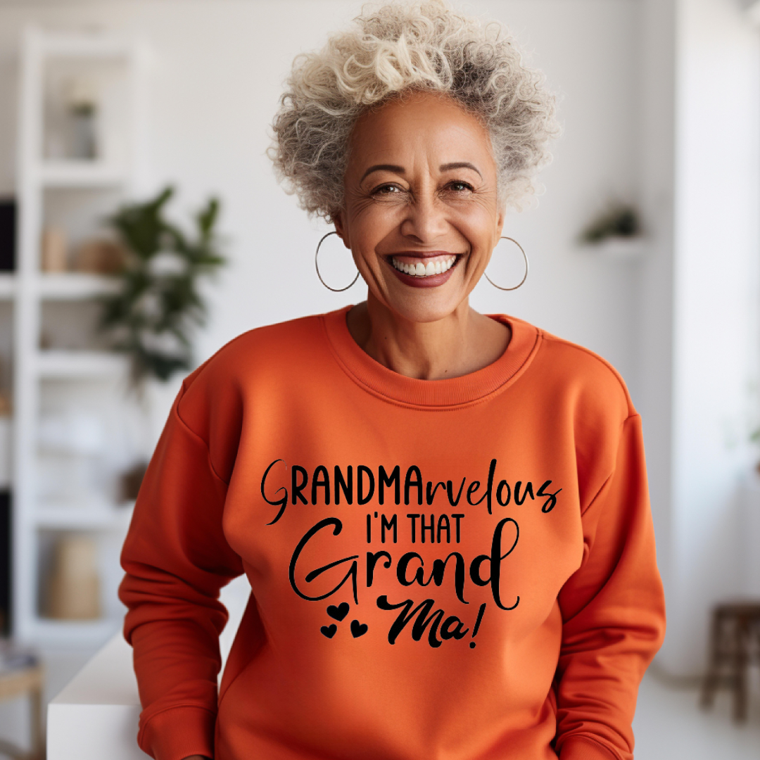 "GRANDMArvelous" Unisex Sweatshirt (Orange)