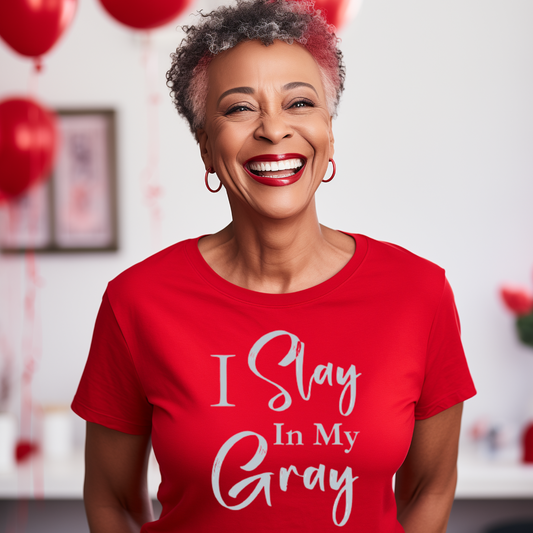 "Slay In Gray" Unisex T-Shirt (Red)