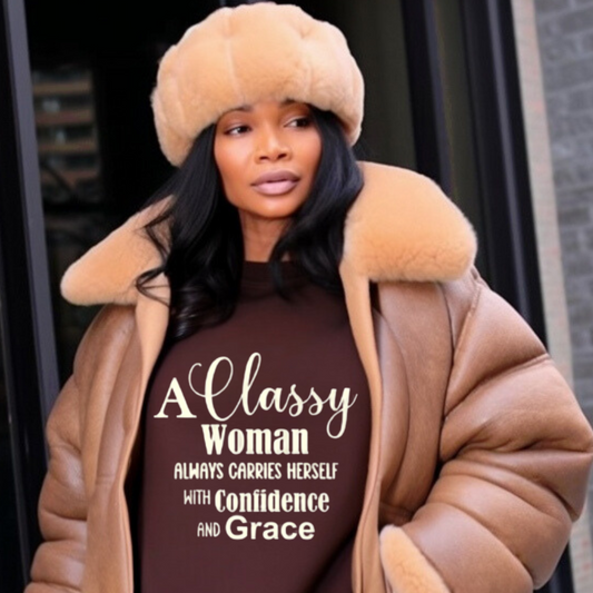 "Classy Woman" Unisex Sweatshirt (Chocolate Brown)