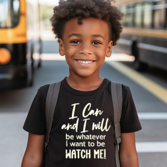 "I Can and I Will" Unisex Youth T-Shirt (Black)