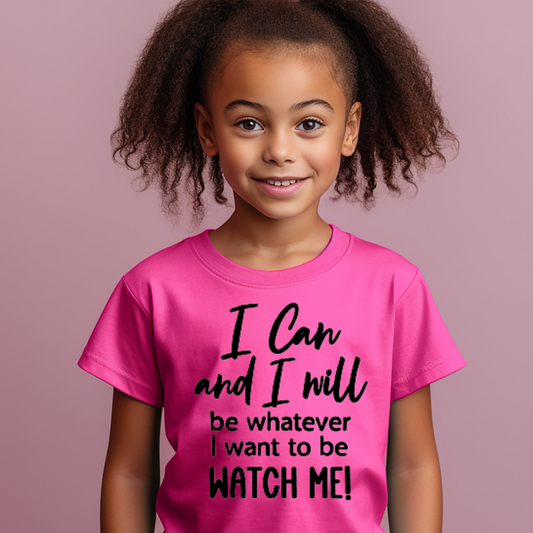 "I Can and I Will" Unisex Youth T-Shirt (Pink)