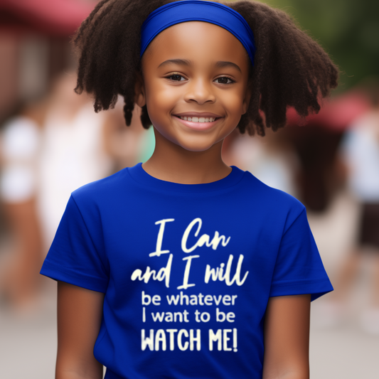"I Can and I Will" Unisex Youth T-Shirt (Royal Blue)