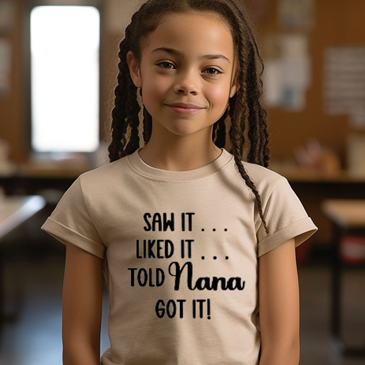 "Told NANA" Unisex Youth T-Shirt (Sand)